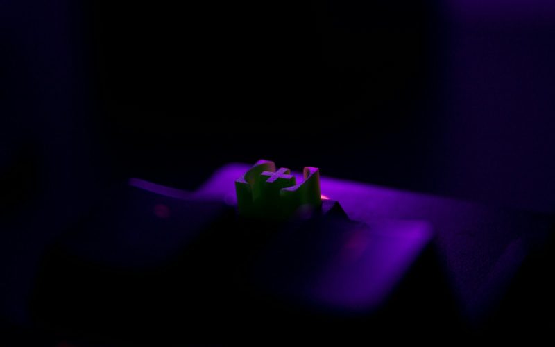 purple light in dark room